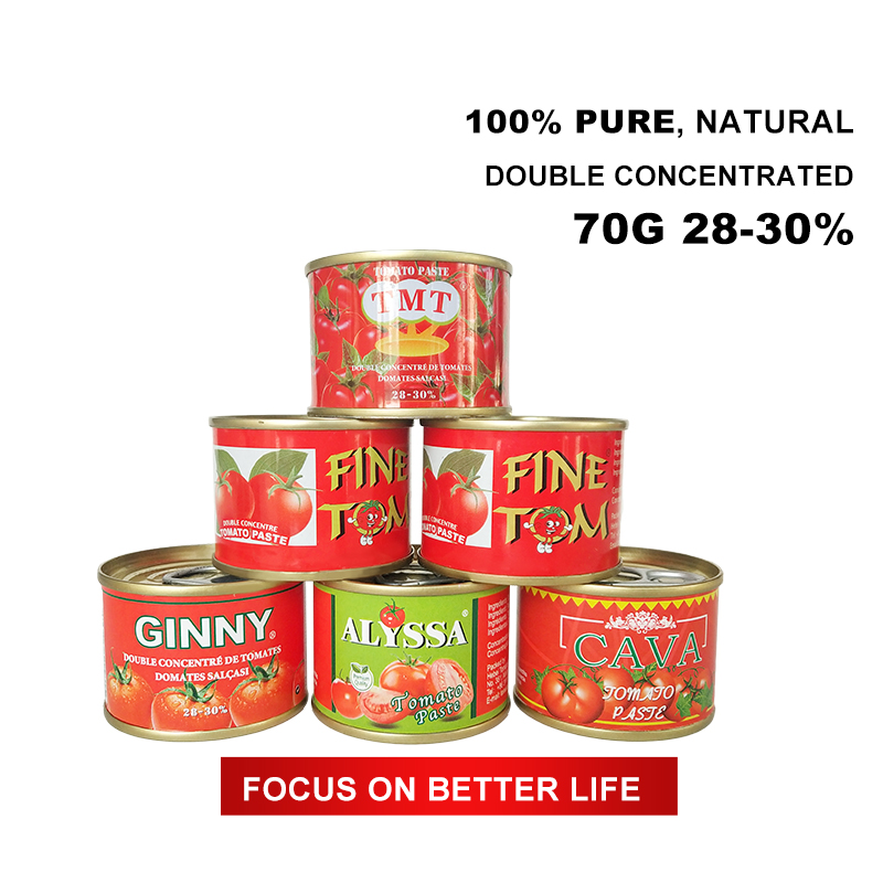 Wholesale Price OEM Brand Customized Double Concentrate Canned 70g Brix 28%-30% Tomato Paste